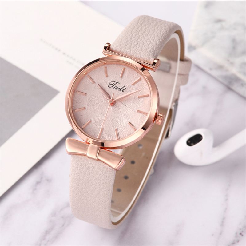 Mode Casual Elegante Kvinder Ure Læder Band Urskive Rose Gold Wrist Case Quartz Watch