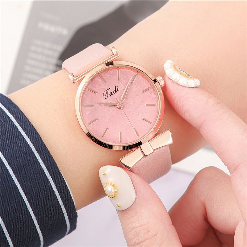 Mode Casual Elegante Kvinder Ure Læder Band Urskive Rose Gold Wrist Case Quartz Watch