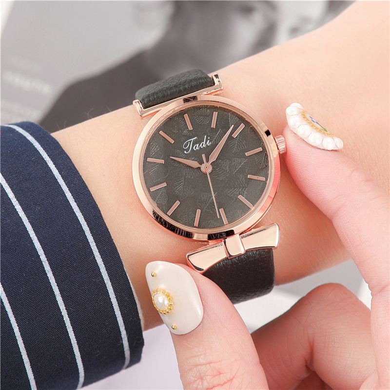 Mode Casual Elegante Kvinder Ure Læder Band Urskive Rose Gold Wrist Case Quartz Watch