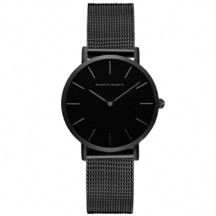 Mode Casual Simple Big Dial Steel Mesh Strap Vandtæt Kvinder Quartz Watch