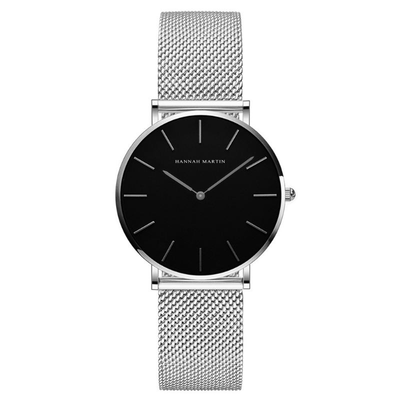 Mode Casual Simple Big Dial Steel Mesh Strap Vandtæt Kvinder Quartz Watch