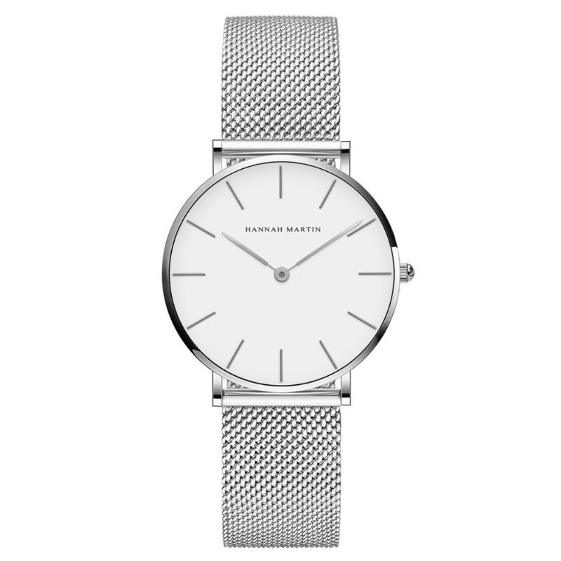 Mode Casual Simple Big Dial Steel Mesh Strap Vandtæt Kvinder Quartz Watch