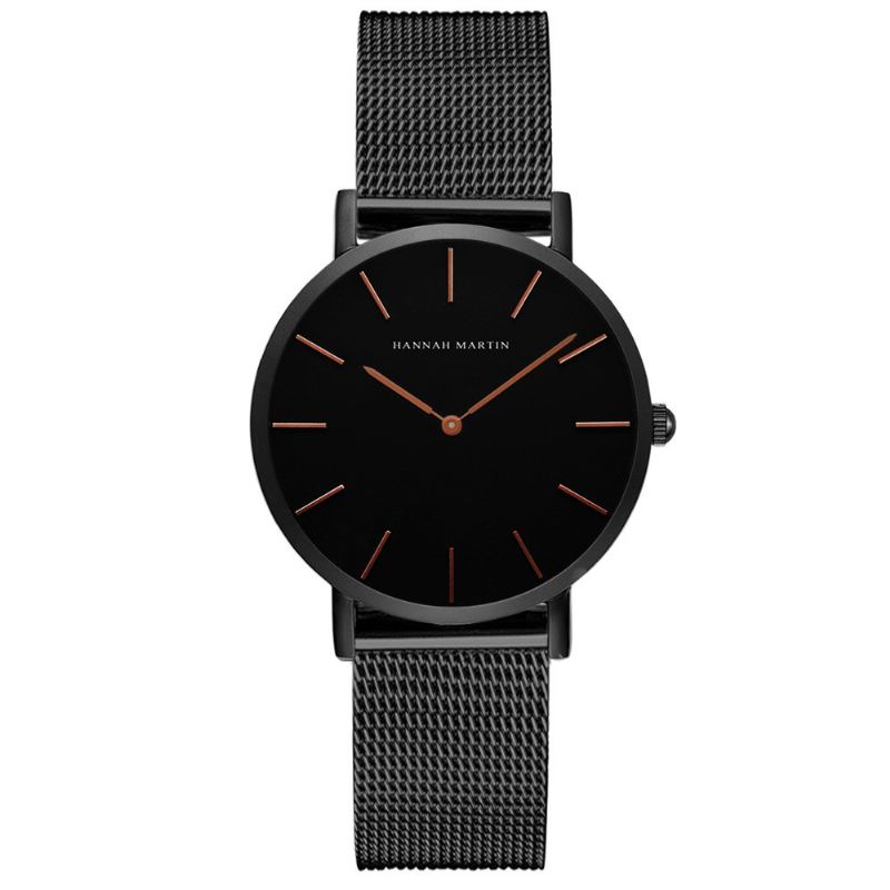 Mode Casual Simple Big Dial Steel Mesh Strap Vandtæt Kvinder Quartz Watch