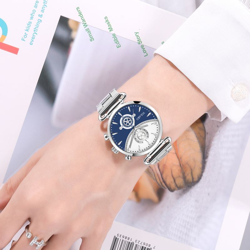 Mode Casual Steel Mesh Strap Personlighed Gear Dial Quartz Watch Til Mænd Kvinder