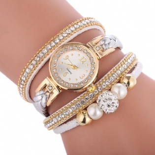 Mode Circle Armbånd Diamond Simple Dial Dame Kjole Kvinder Quartz Watch