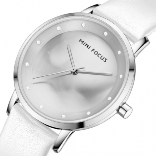 Mode Dameur Diamantskive Vandtæt Læderrem Simple Lady Quartz Watch