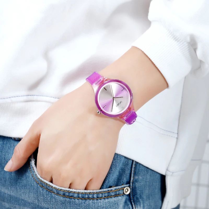 Mode Dameur Farverigt Transparent Vandtæt Lady Quartz Watch