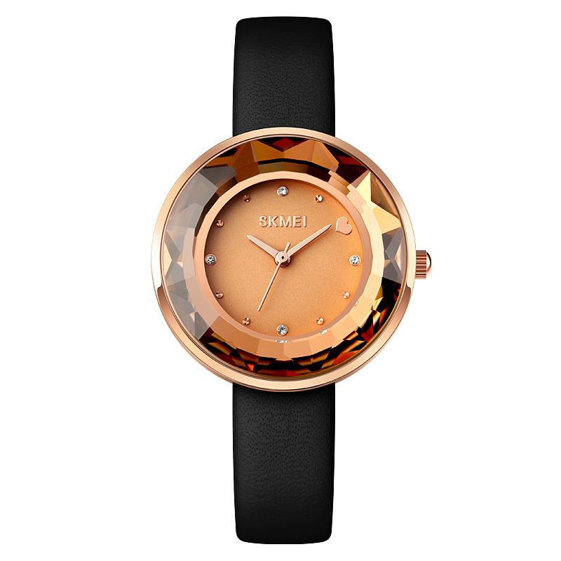 Mode Dameur Tredimensionelt Skærende Spejl Enkelt Lille Urskive Lady Quartz Watch