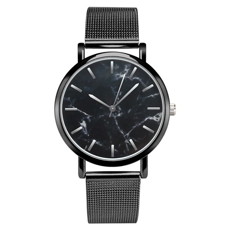 Mode Kvinder Marmor Overflade Rustfrit Stål Band Dame Kjole Quartz Watch