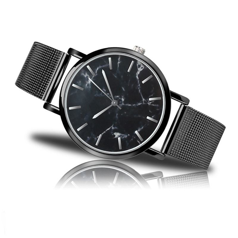 Mode Kvinder Marmor Overflade Rustfrit Stål Band Dame Kjole Quartz Watch