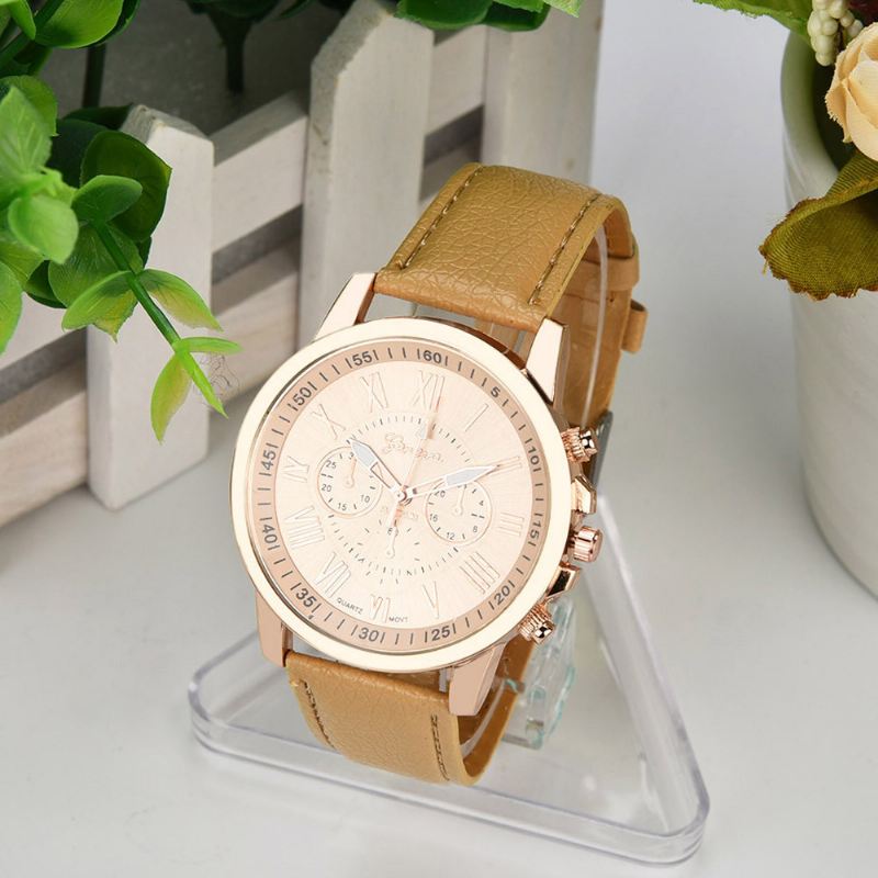 Mode Kvinder Watch Light Luxury Casual Læderrem Quartz Watch