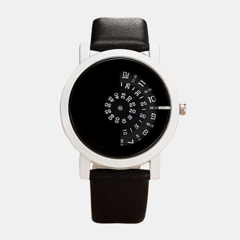 Mode Sport Casual Elegante Dameure Rotate Indicator Design Læderbånd Quartz Watch