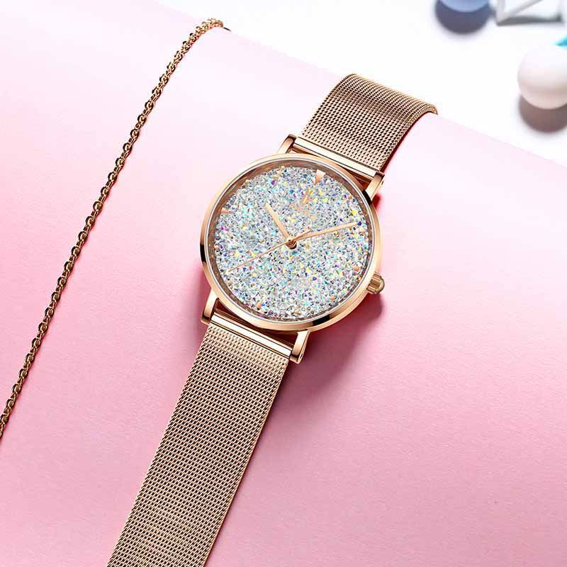 Mode Style Gypsophila Dial Dame Magnetic Watch Ultra Thin Quartz Watch