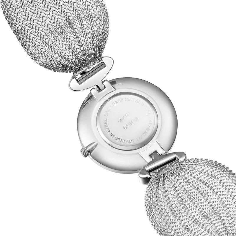 Mode Unikt Design Large Dial Mesh Armbånd Kvarts Quartz Watch