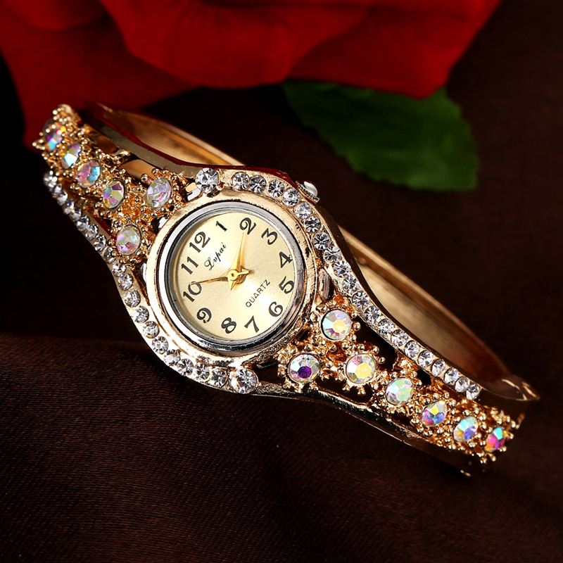 Moderigtigt Damearmbåndsur Rhinestone Clock Quartz Watch