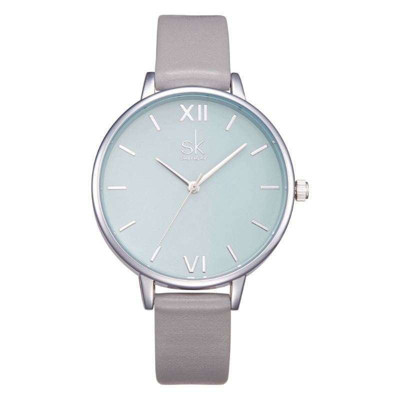 Simple Design Dame Armbåndsur Casual Style Læderrem Quartz Ure