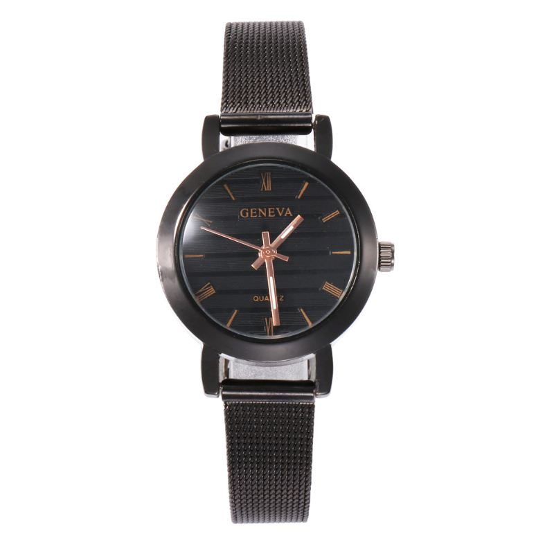 Simple Roman Scale Mesh Steel Strap Mode Kvinder Watch Quartz Watch