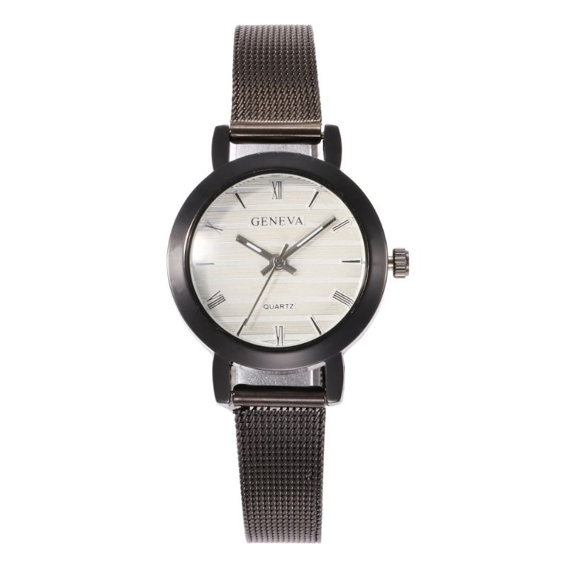 Simple Roman Scale Mesh Steel Strap Mode Kvinder Watch Quartz Watch