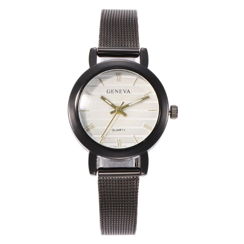 Simple Roman Scale Mesh Steel Strap Mode Kvinder Watch Quartz Watch