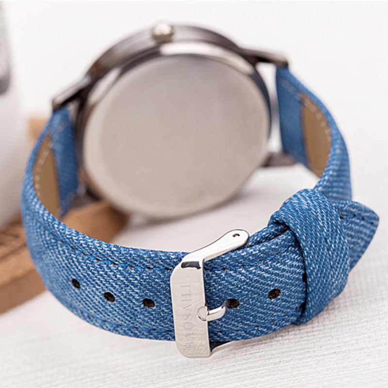 Temperament Tegneserie Kat Blank Dial All-match Denim Strap Kvinder Quartz Watch Armbåndsur