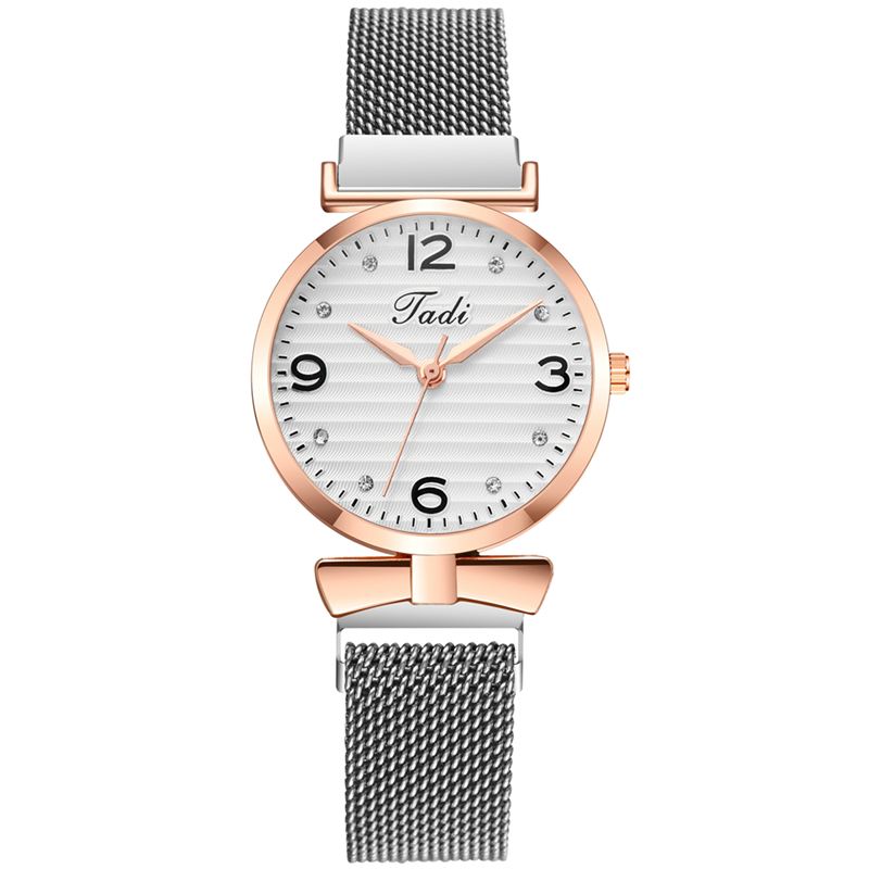 Trendy Simpelt Elegant Design Vilde Kvinder Ure Mesh Band Rose Gold Case Quartz Watch