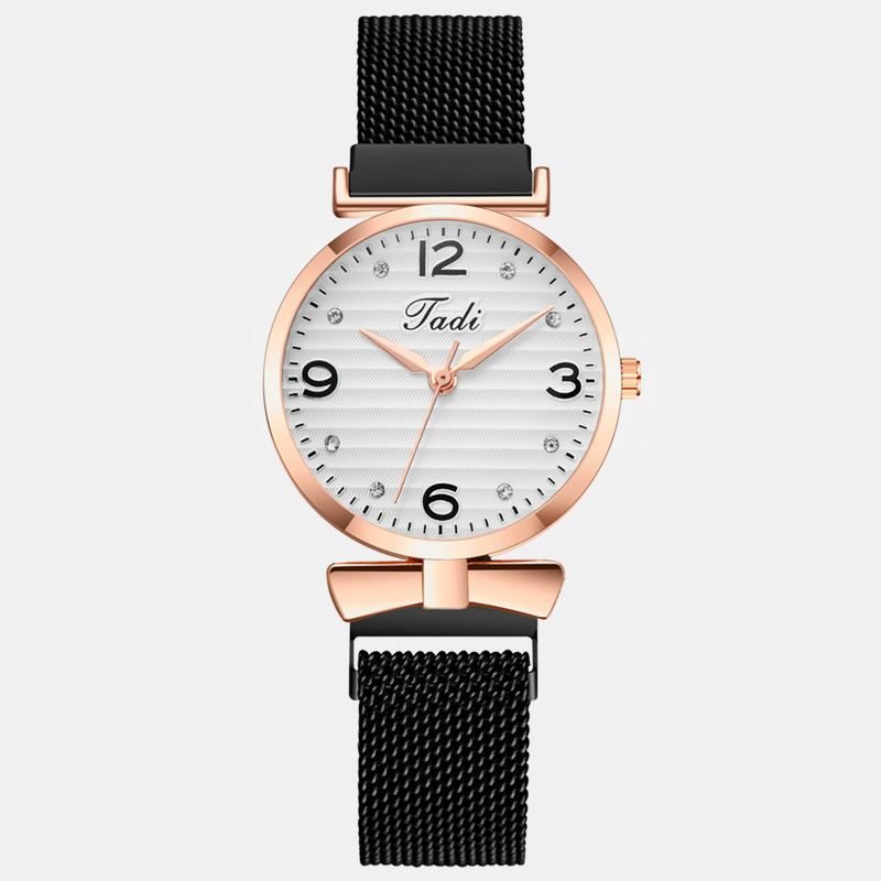 Trendy Simpelt Elegant Design Vilde Kvinder Ure Mesh Band Rose Gold Case Quartz Watch