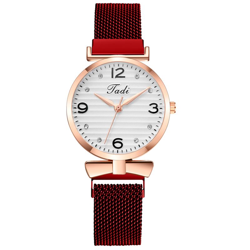 Trendy Simpelt Elegant Design Vilde Kvinder Ure Mesh Band Rose Gold Case Quartz Watch