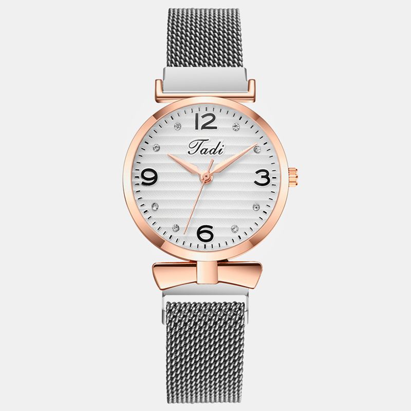 Trendy Simpelt Elegant Design Vilde Kvinder Ure Mesh Band Rose Gold Case Quartz Watch