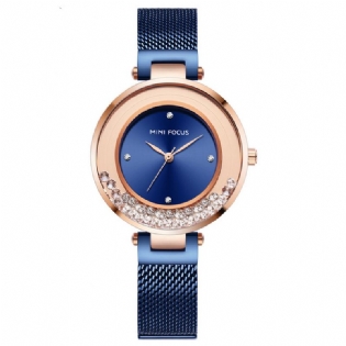 Ultratynd Mesh-rem Crystal Elegant Kvartsur Quartz Watch