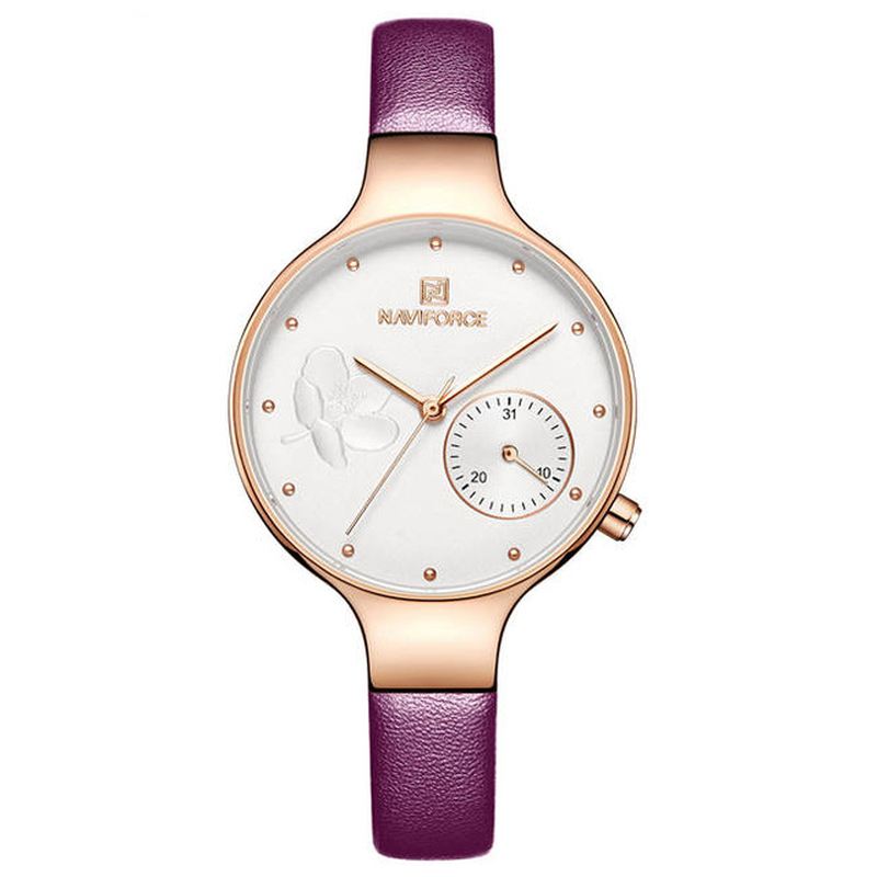 Vandtæt Elegant Dame Armbåndsur Ægte Læderrem Quartz Watch