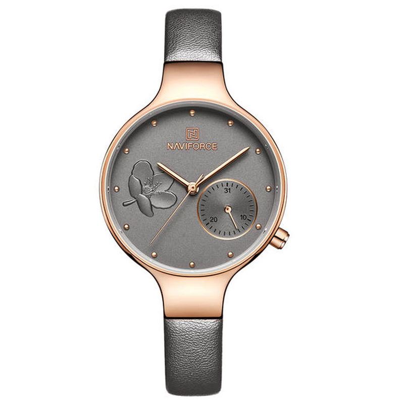 Vandtæt Elegant Dame Armbåndsur Ægte Læderrem Quartz Watch