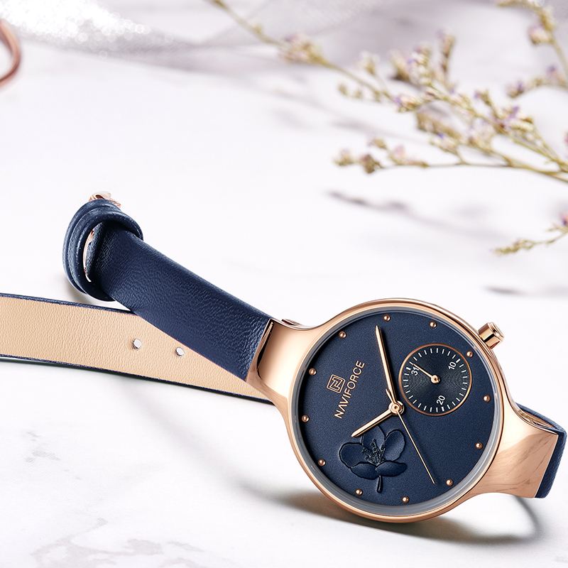 Vandtæt Elegant Dame Armbåndsur Ægte Læderrem Quartz Watch