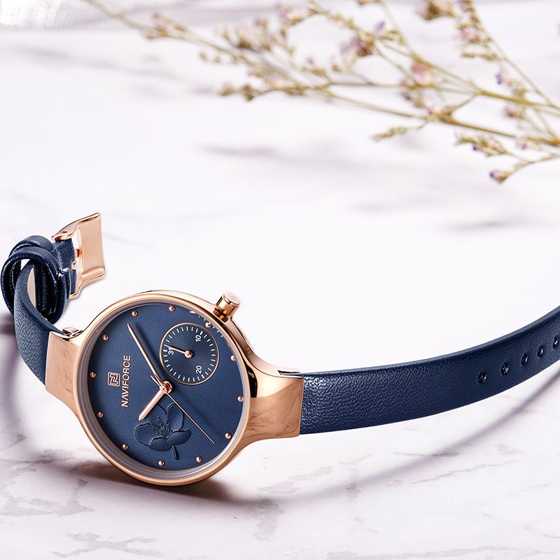 Vandtæt Elegant Dame Armbåndsur Ægte Læderrem Quartz Watch