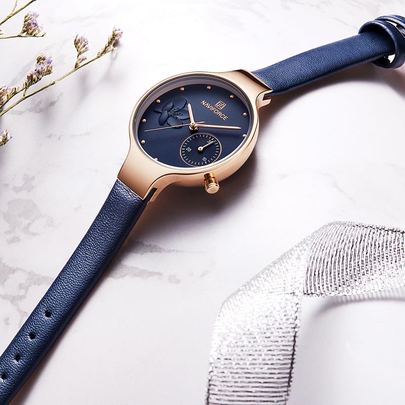 Vandtæt Elegant Dame Armbåndsur Ægte Læderrem Quartz Watch