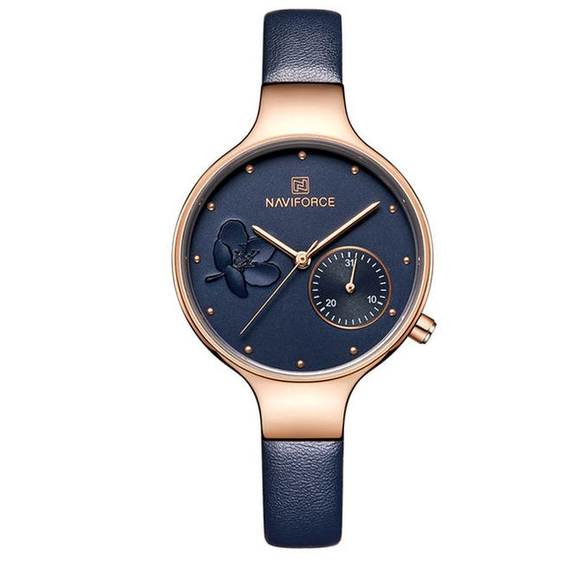 Vandtæt Elegant Dame Armbåndsur Ægte Læderrem Quartz Watch