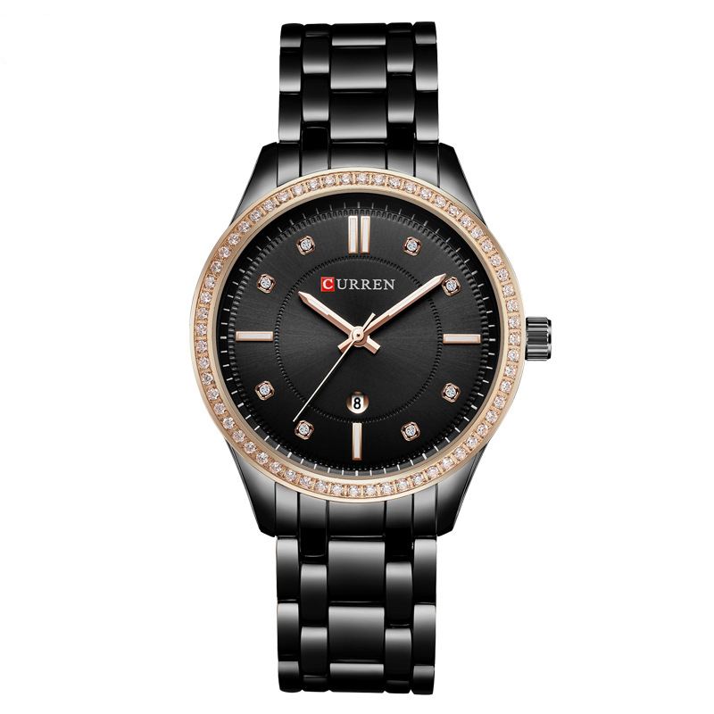 Vandtæt Krystal Elegant Design Kvinder Armbåndsur Dato Display Quartz Watch