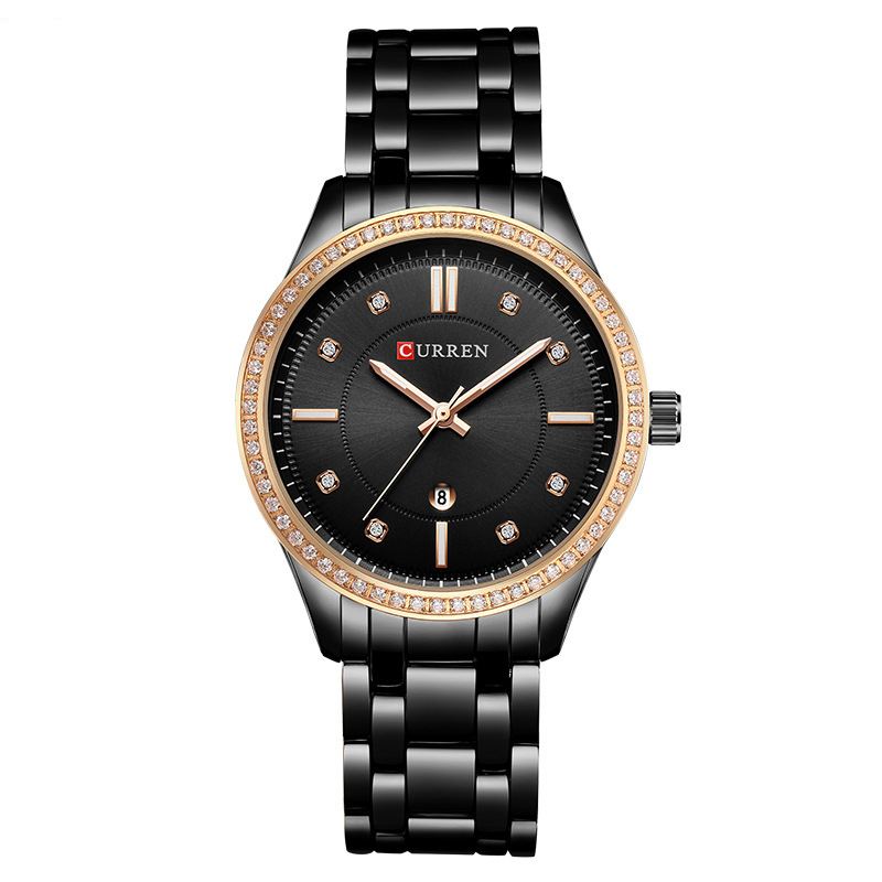 Vandtæt Krystal Elegant Design Kvinder Armbåndsur Dato Display Quartz Watch