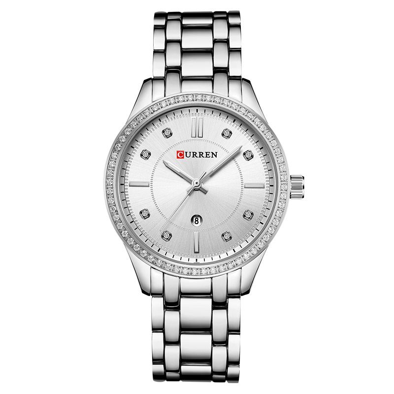 Vandtæt Krystal Elegant Design Kvinder Armbåndsur Dato Display Quartz Watch