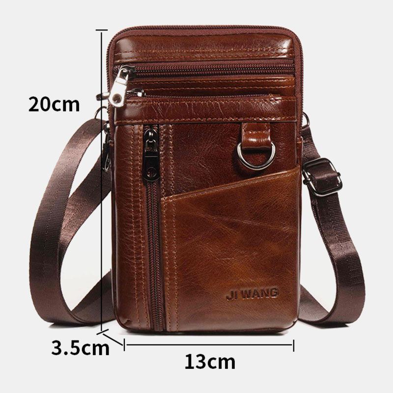 Mænd Ægte Læder 6.5 Tommer Telefontaske Holder Bæltetaske Taljetaske Crossbody-taske Skuldertaske