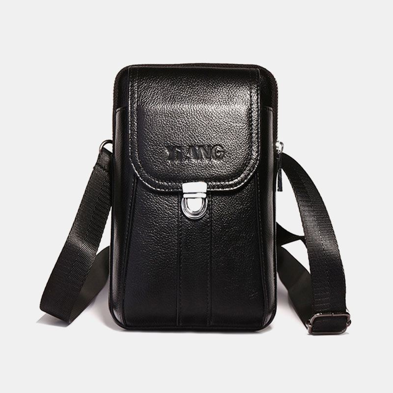 Mænd Ægte Læder 7 Tommer Retro Telefontaske Taljetaske Bæltetaske Crossbody-taske Sling Bag