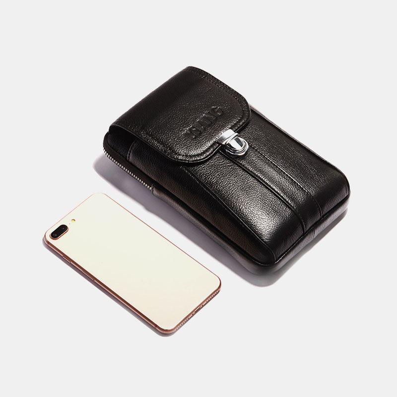 Mænd Ægte Læder 7 Tommer Retro Telefontaske Taljetaske Bæltetaske Crossbody-taske Sling Bag