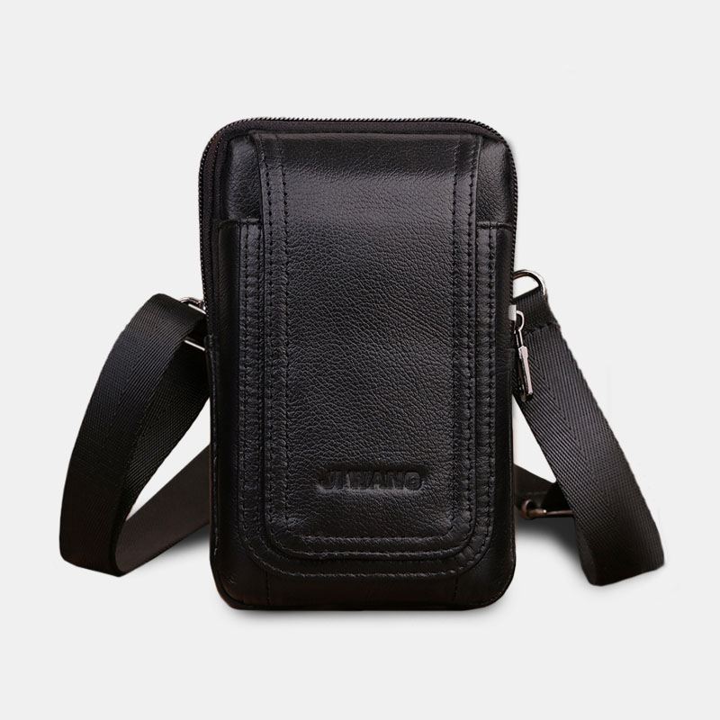 Mænd Ægte Læder Bæltetaske Crossbody Taske 6 Tommer Telefontaske Taljetaske Bæltetaske