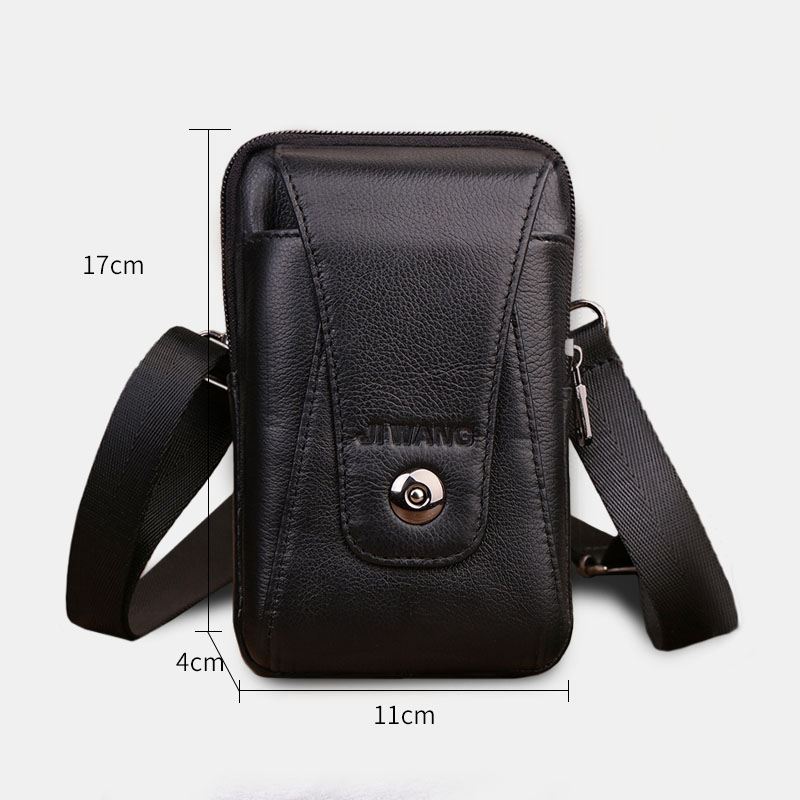 Mænd Ægte Læder Bæltetaske Crossbody Taske 6 Tommer Telefontaske Taljetaske Bæltetaske