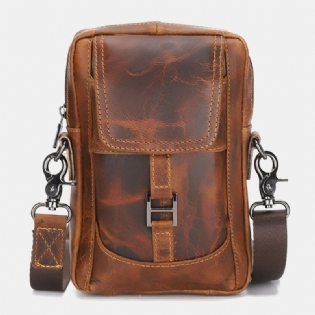 Mænd Ægte Læder Multi-carry Retro 6.5 Tommer Telefontaske Taljetaske Crossbody-taske Sling Bag