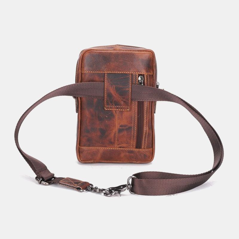 Mænd Ægte Læder Multi-carry Retro 6.5 Tommer Telefontaske Taljetaske Crossbody-taske Sling Bag