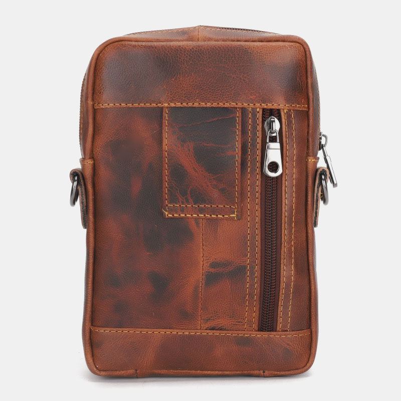 Mænd Ægte Læder Multifunktion Letvægts Crossbody Taske Multi-pocket Bælte Taske Telefon Taske