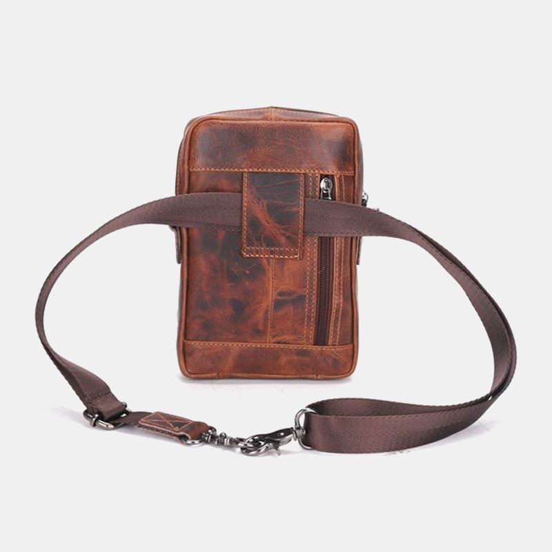 Mænd Ægte Læder Multifunktion Letvægts Crossbody Taske Multi-pocket Bælte Taske Telefon Taske