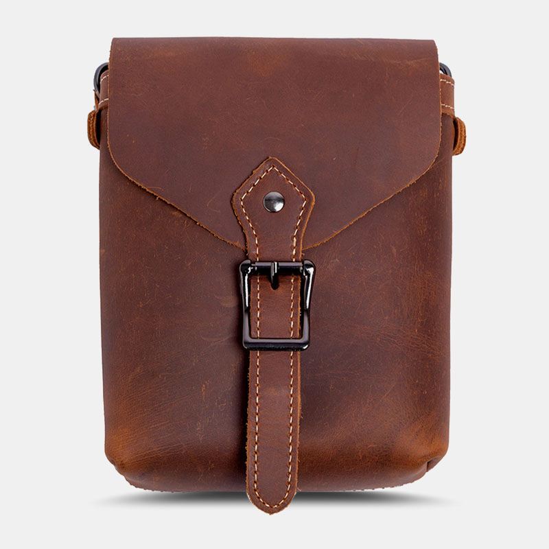 Mænd Ægte Læder Multifunktion Letvægts Crossbody-taske Vintage 6.5 Tommer Telefontaske Taljetaske Bæltetaske