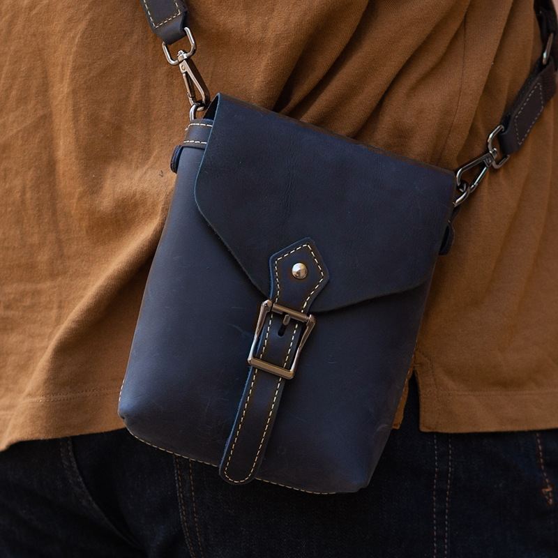 Mænd Ægte Læder Multifunktion Letvægts Crossbody-taske Vintage 6.5 Tommer Telefontaske Taljetaske Bæltetaske