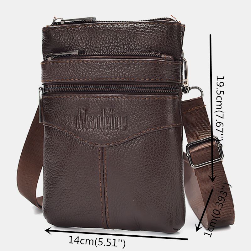 Mænd Ægte Læder Retro Business Casual 6.3 Tommer Telefontaske Multi-carry Crossbody Taske Taljetaske